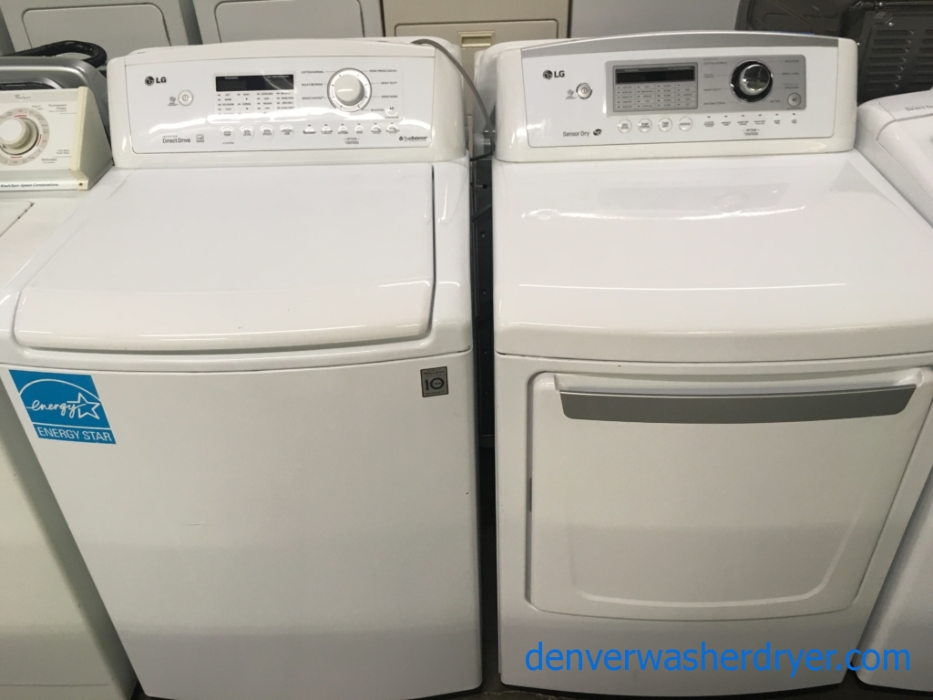HE 27″ LG Top-Load Washer & HE Electric Dryer Set, 1-Year Warranty