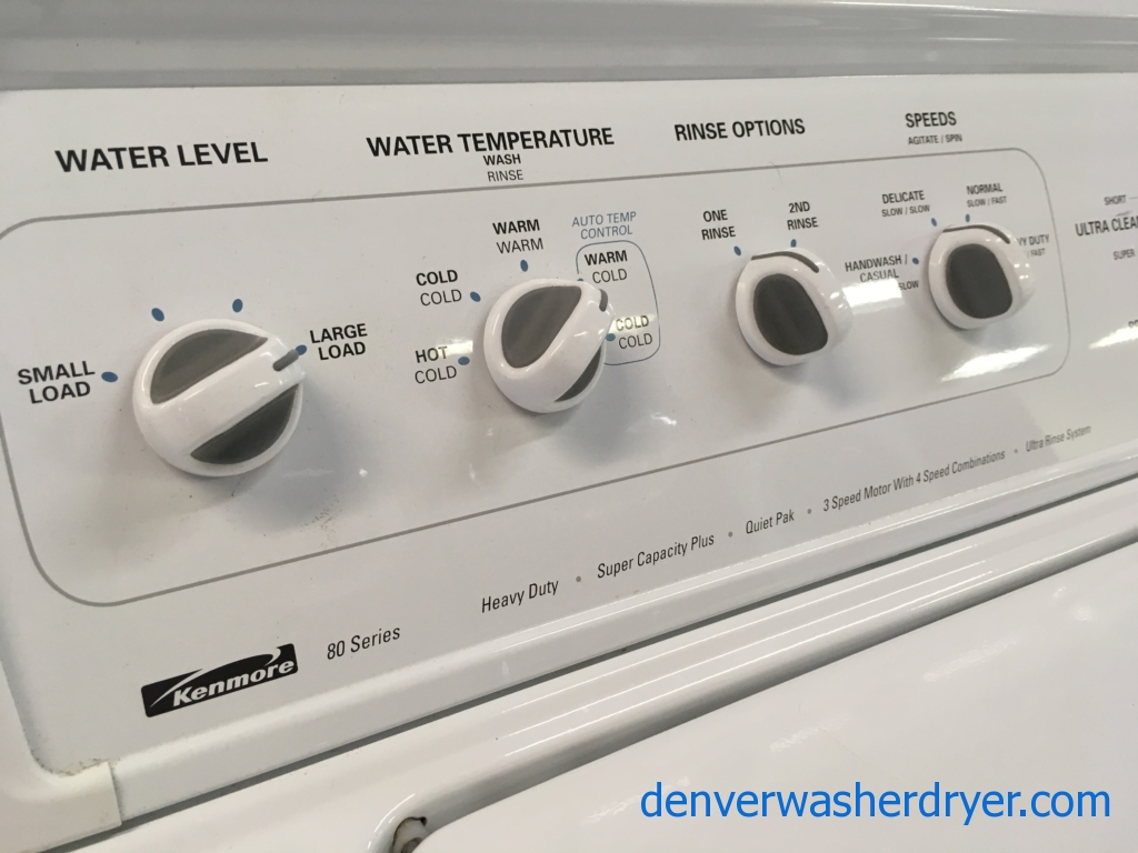 Heavy-Duty Kenmore Top-Load Washer w/Agitator & Electric Dryer, 1-Year Warranty