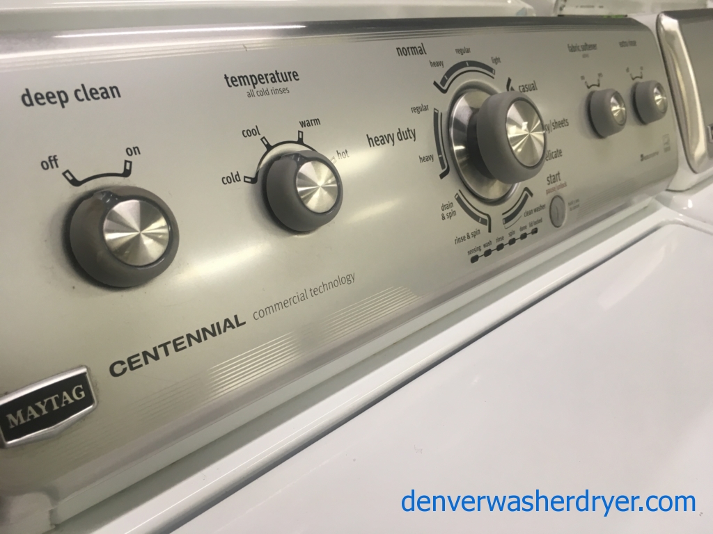 Maytag Centennial Commercial Technology Full-Sized Top-Load Washer & Electric Dryer (220v) Set, 1-Year Warranty