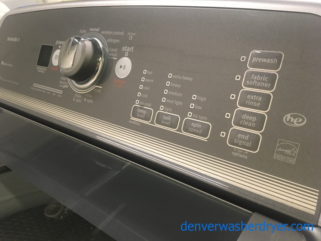 HE 27″ Quality Refurbished Maytag Bravos X-Series Top-Load Washer & Electric Dryer, 1-Year Warranty