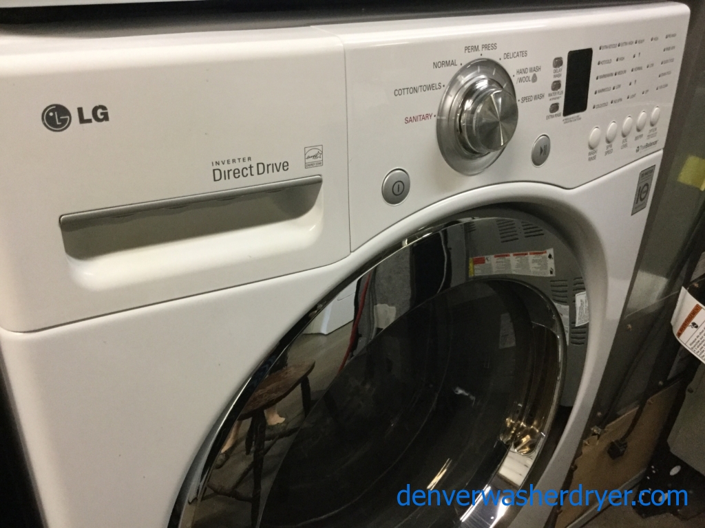 27″ LG Front-Load Stackable Washer & Dryer Set, Electric, Direct-Drive, Sanitary Cycle, Quality Refurbished, 1-Year Warranty
