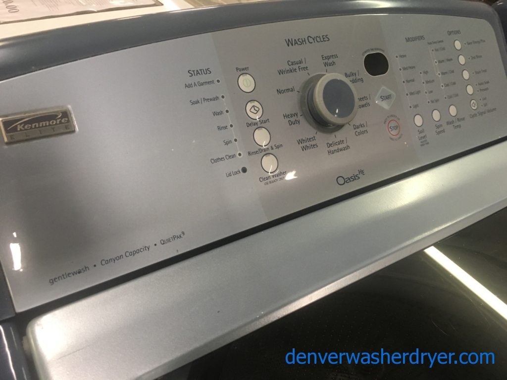 Quality Refurbished Kenmore Elite HE Top-Load Direct-Drive Washer & Electric Dryer w/Smart-Dry, 1-Year Warranty