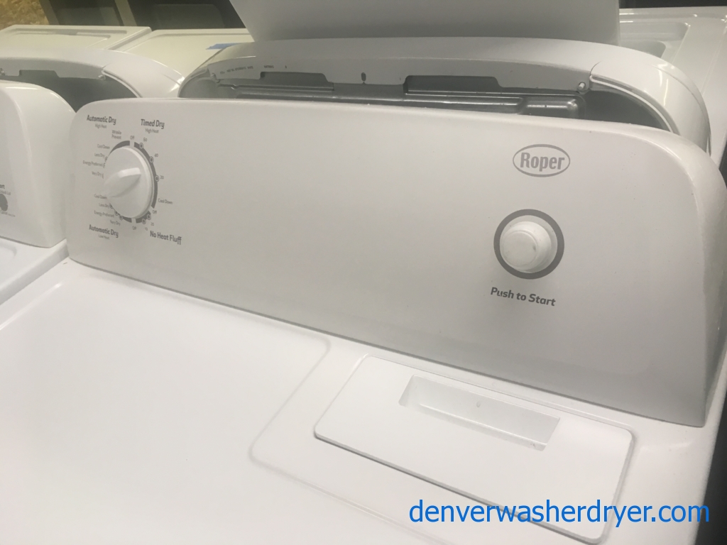 27″ Roper (Whirlpool) Quality Refurbished Top-Load Washer & Electric Dryer, 1-Year Warranty