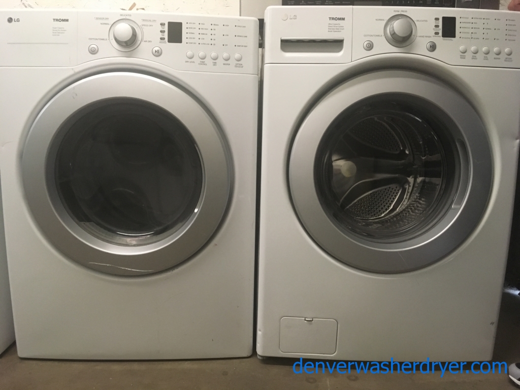 27″ LG Quality Refurbished Front-Load Stackable Direct-Drive Washer & Electric Dryer Set, 1-Year Warranty