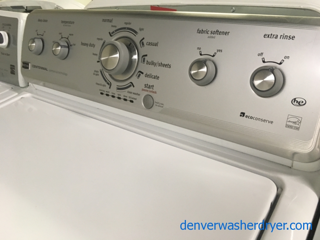 Quality Refurbished 27″ Maytag Centennial Series ENERGY STAR Top-Load HE Washer & HE Electric Dryer Set, 1-Year Warranty