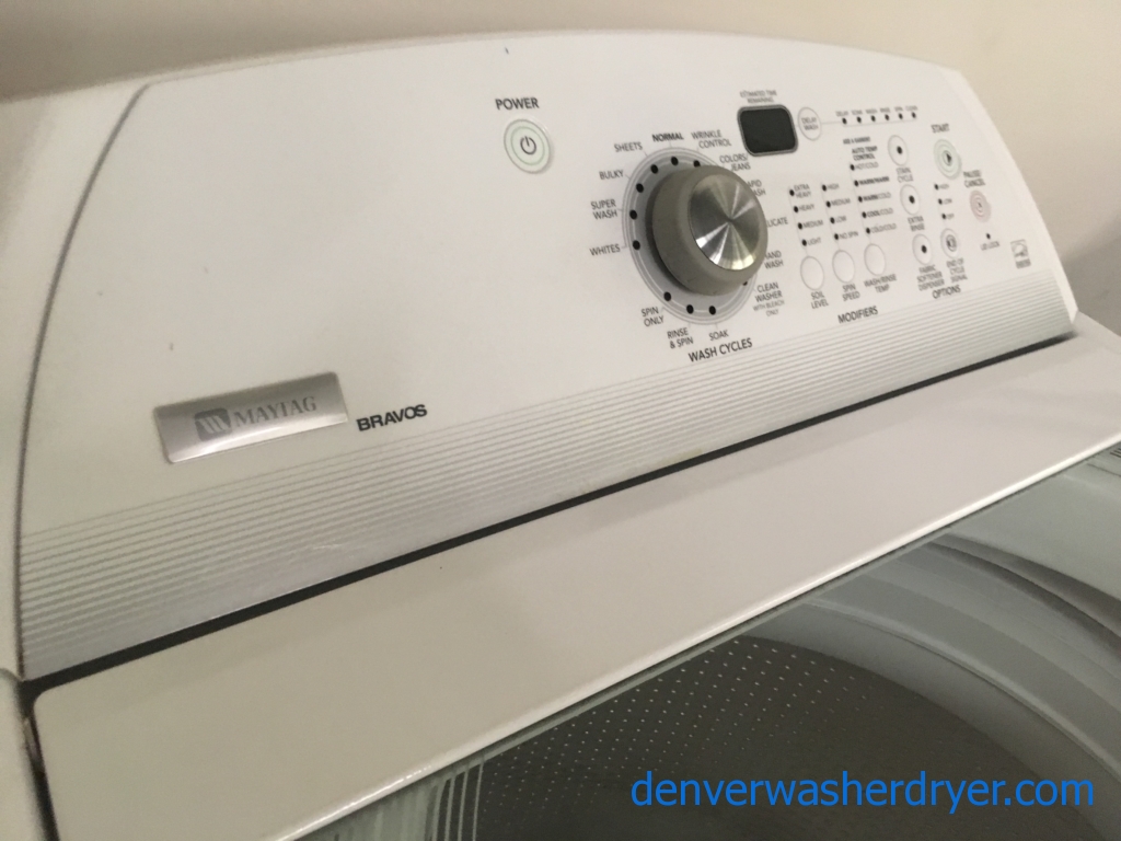 Quality Refurbished 27″ Energy Star Maytag Bravo Top-Load HE Direct-Drive Washer, 1-Year Warranty
