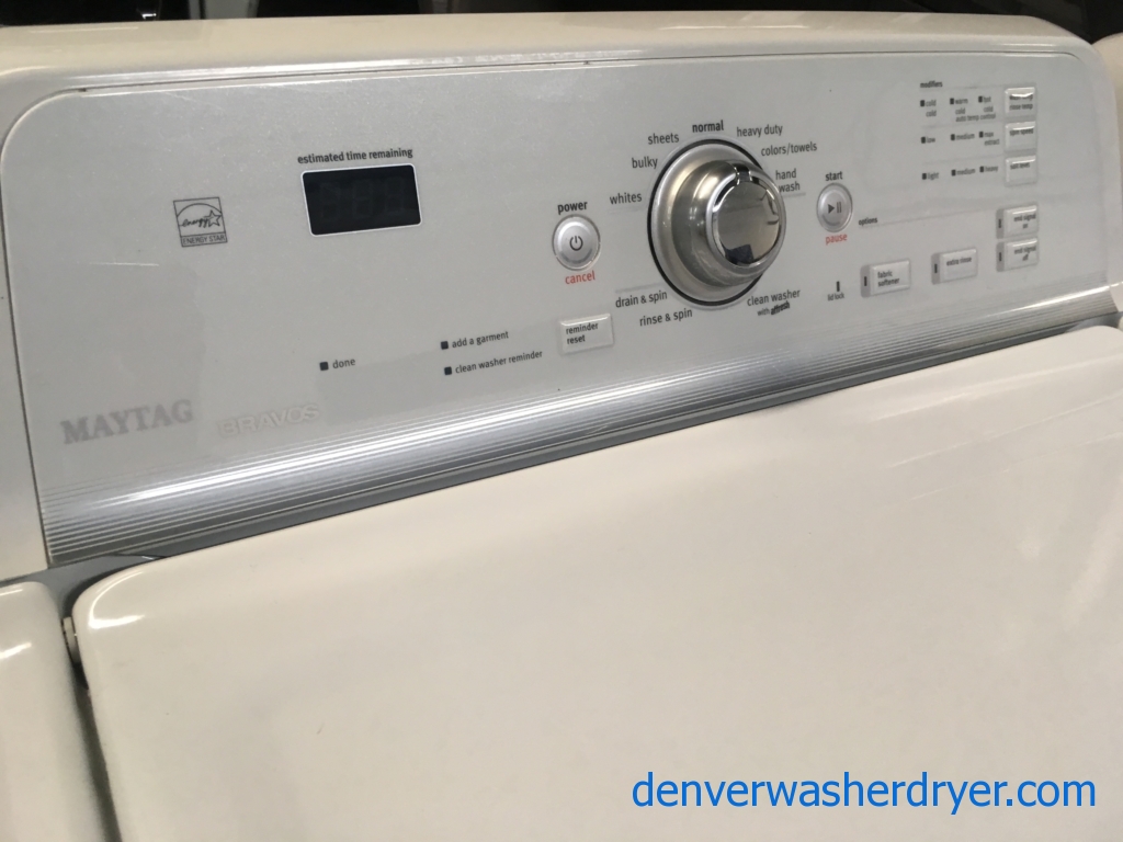 Mighty Maytag Bravos Direct-Drive HE Washer, Electric Dryer, Quality Refurbished, 1-Year Warranty!