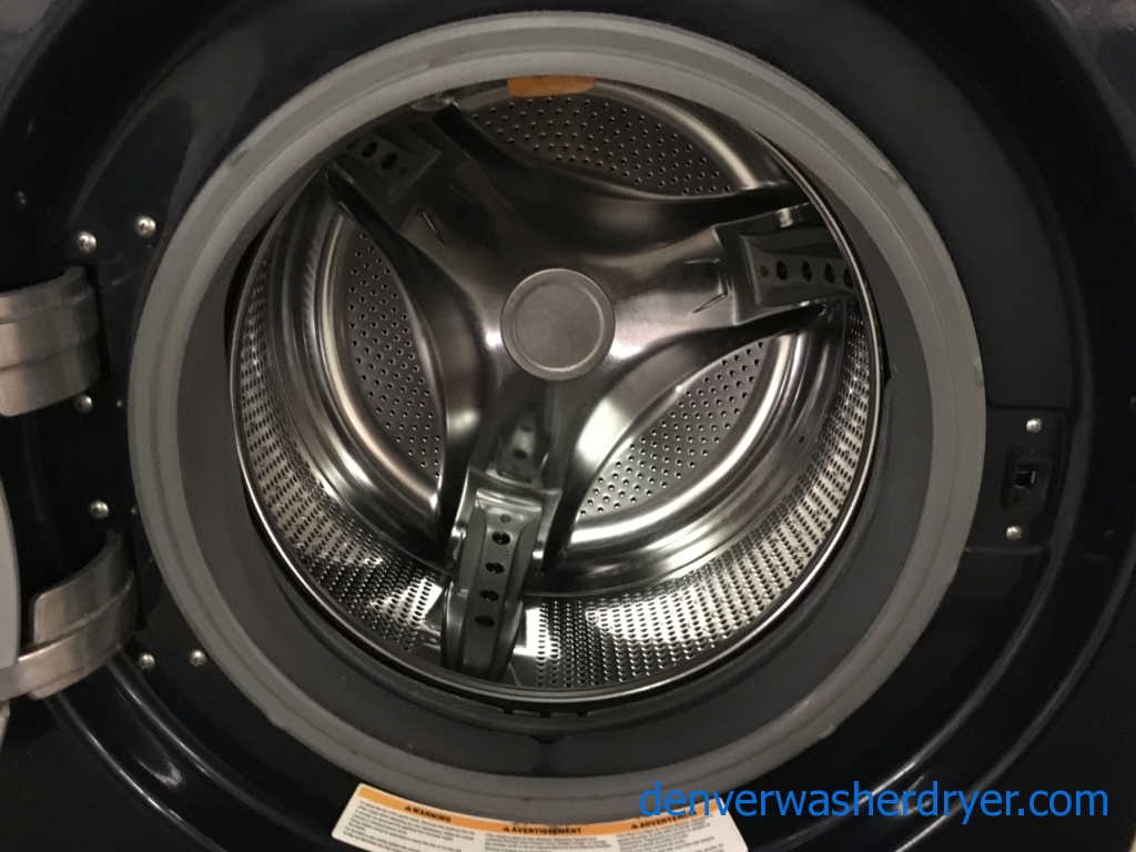 Front-Load Stackable LG Washer/Dryer Set, Electric, Navy Blue, Energy Star, Direct-Drive, Steam/Sanitary Cycles, 1-Year Warranty