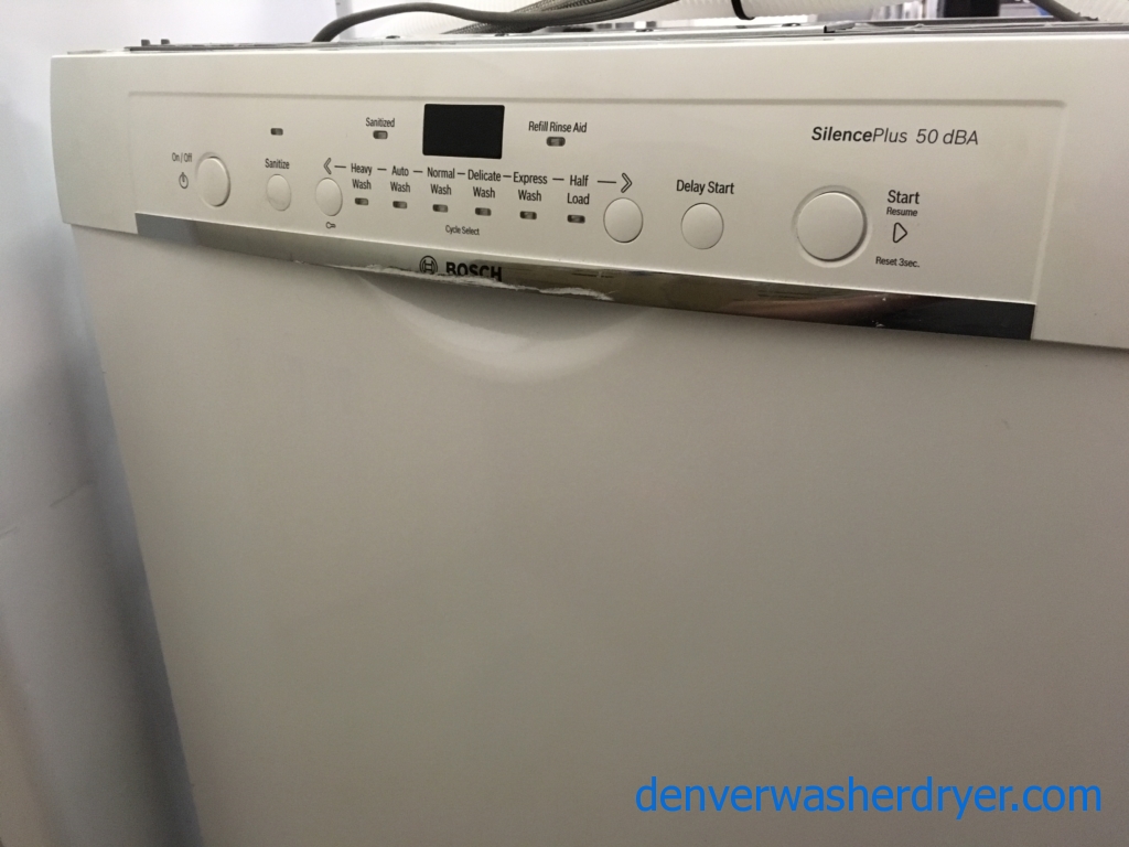 NEW! White Bosch Ascenta 24” Recessed Handle Dishwasher, Energy Star