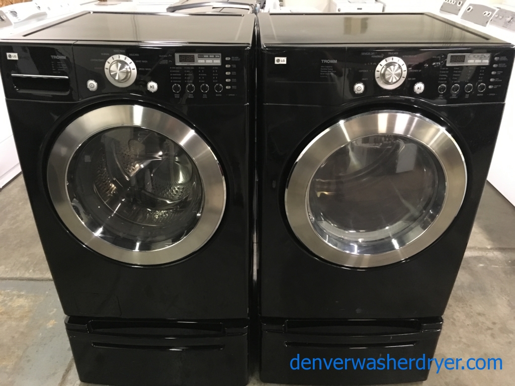Quality Refurbished 27″ LG Front-Load Stackable HE Direct-Drive Washer & Electric Dryer Set, 1-Year Warranty
