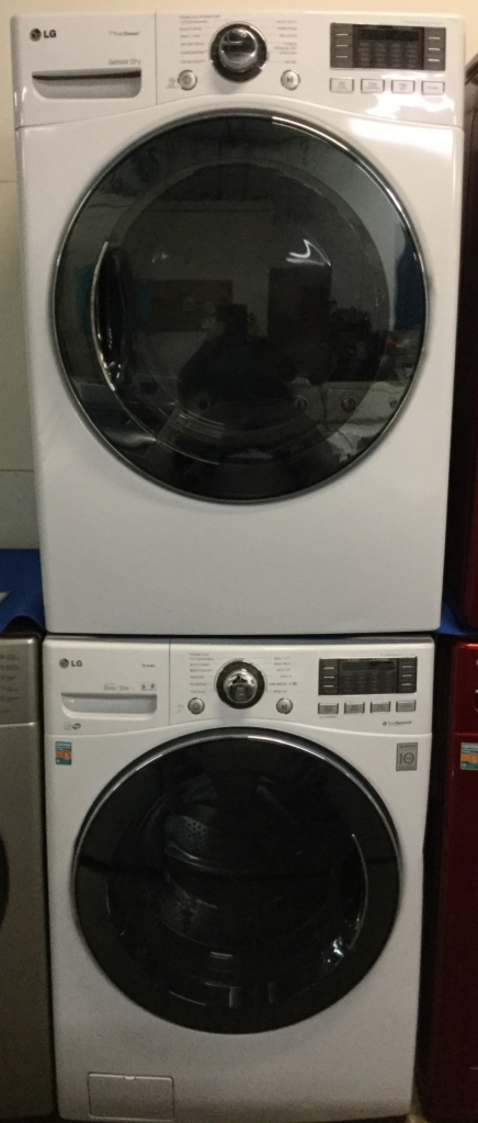 Front-Load LG Washer/Dryer Set, Stackable, Electric, Steam/Sanitary Cycles, Quality Refurbished, 1-Year Warranty