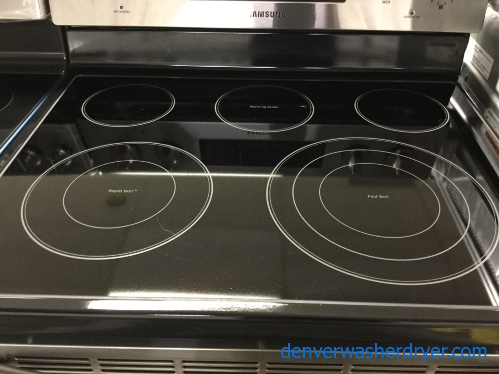 Brand-New Stainless Steel Samsung Range, Glass-Top Stove, Convection Oven, 1-Year Warranty