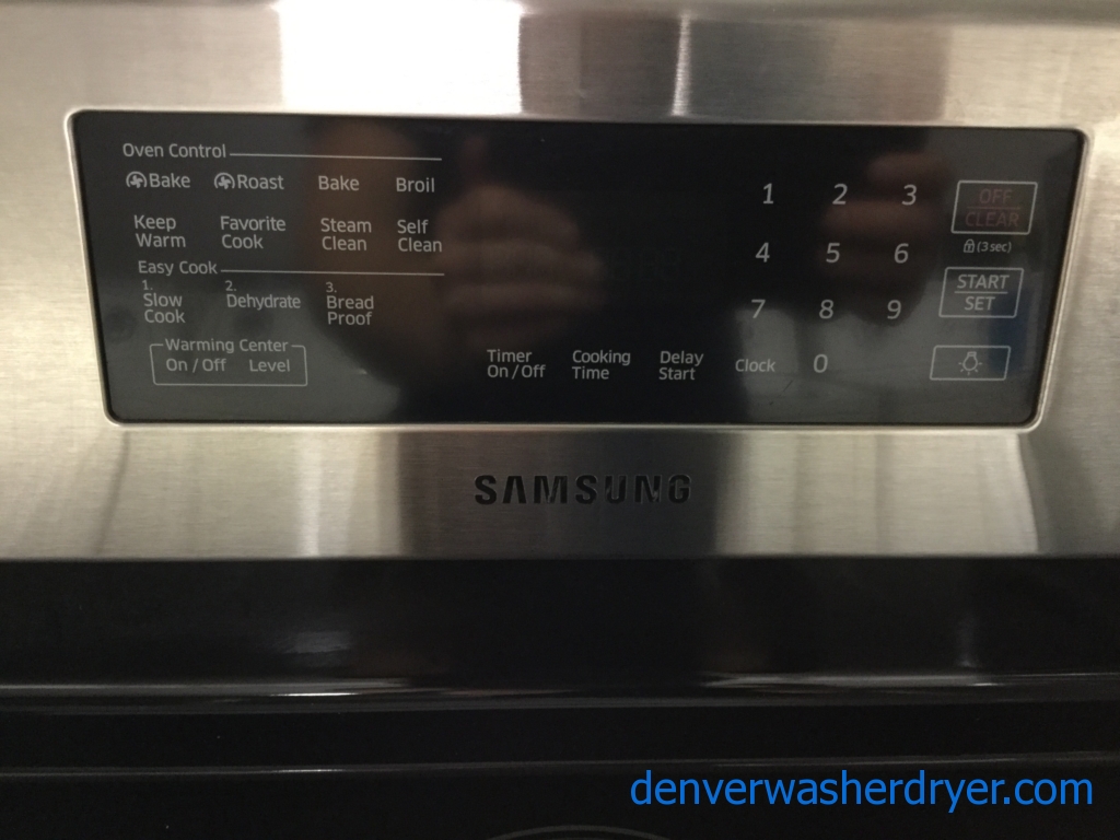 Brand-New Stainless Steel Samsung Range, Glass-Top Stove, Convection Oven, 1-Year Warranty