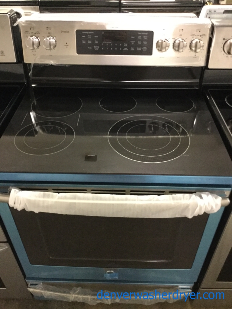 NEW! Stainless GE Profile Range, WiFi, Glass-Top Stove, Convection Oven, Flawless!