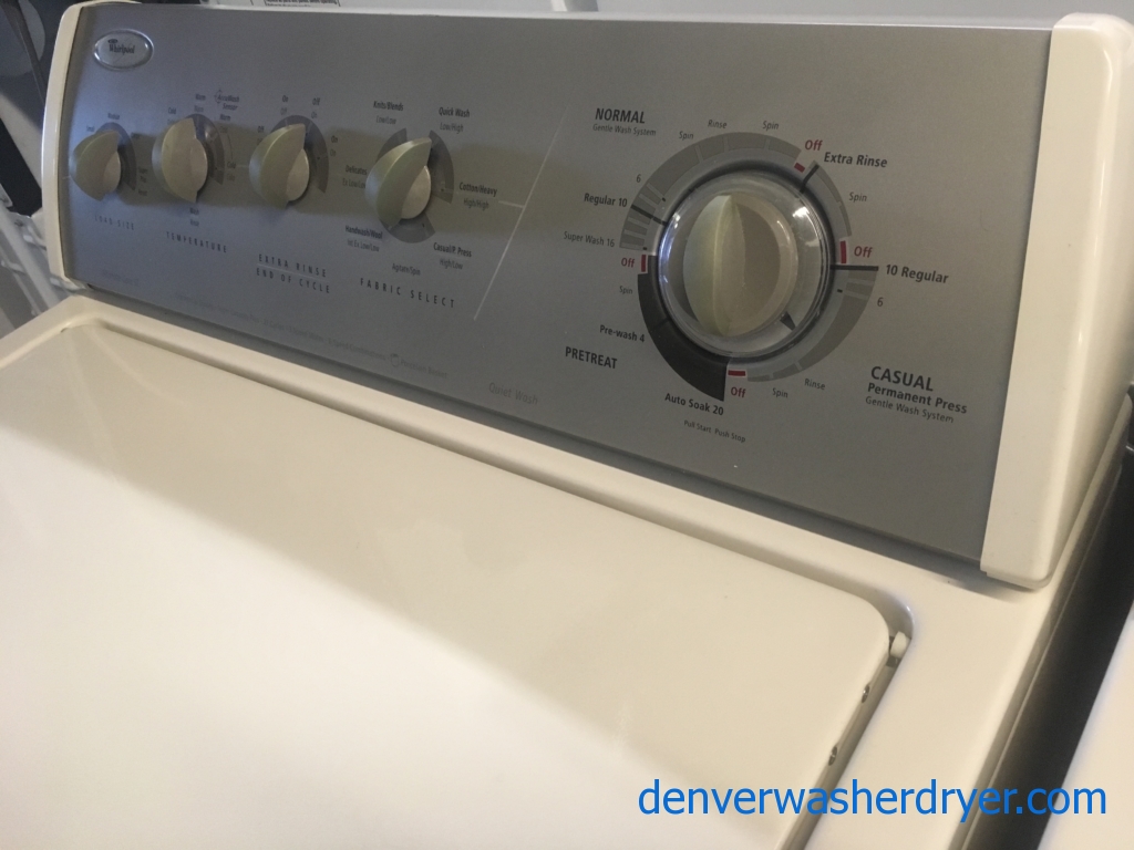 Heavy-Duty, Direct-Drive Whirlpool Washer Dryer Set, Almond, Electric, Fully Featured, Quality Refurbished, 1-Year Warranty!