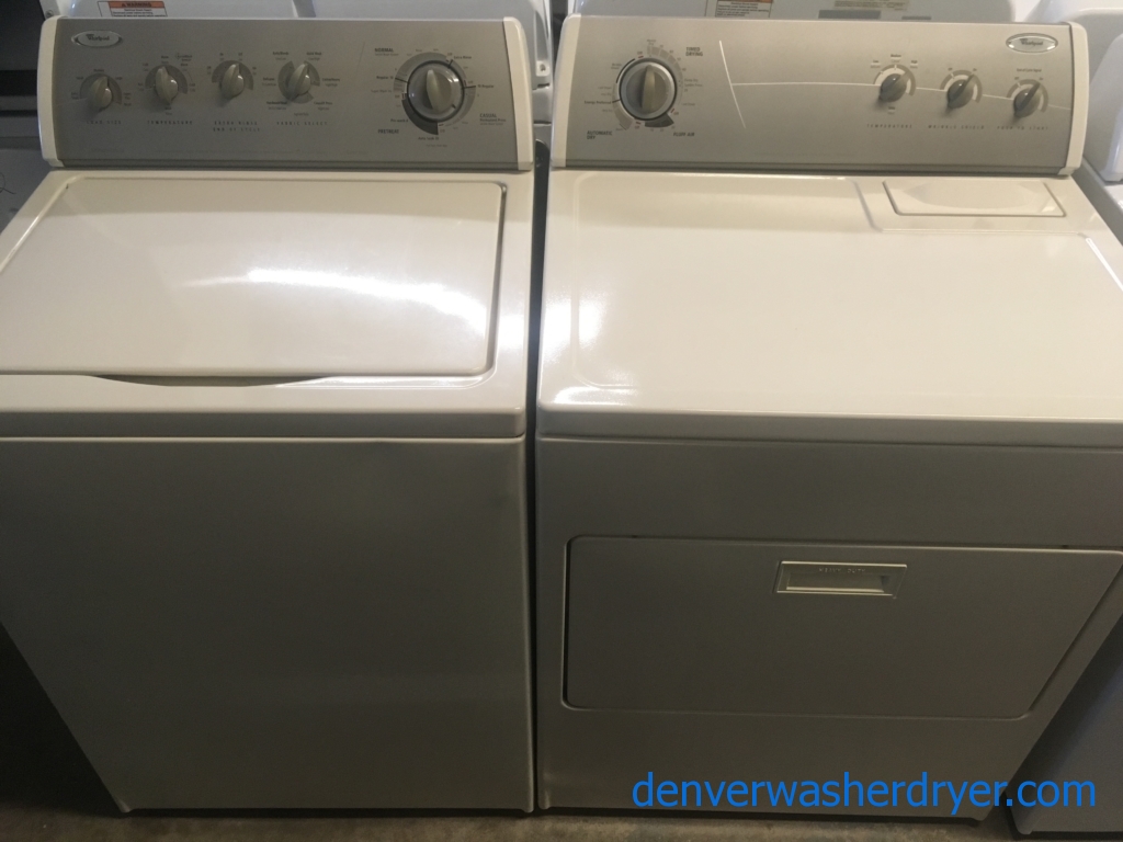 Heavy-Duty, Direct-Drive Whirlpool Washer Dryer Set, Almond, Electric, Fully Featured, Quality Refurbished, 1-Year Warranty!