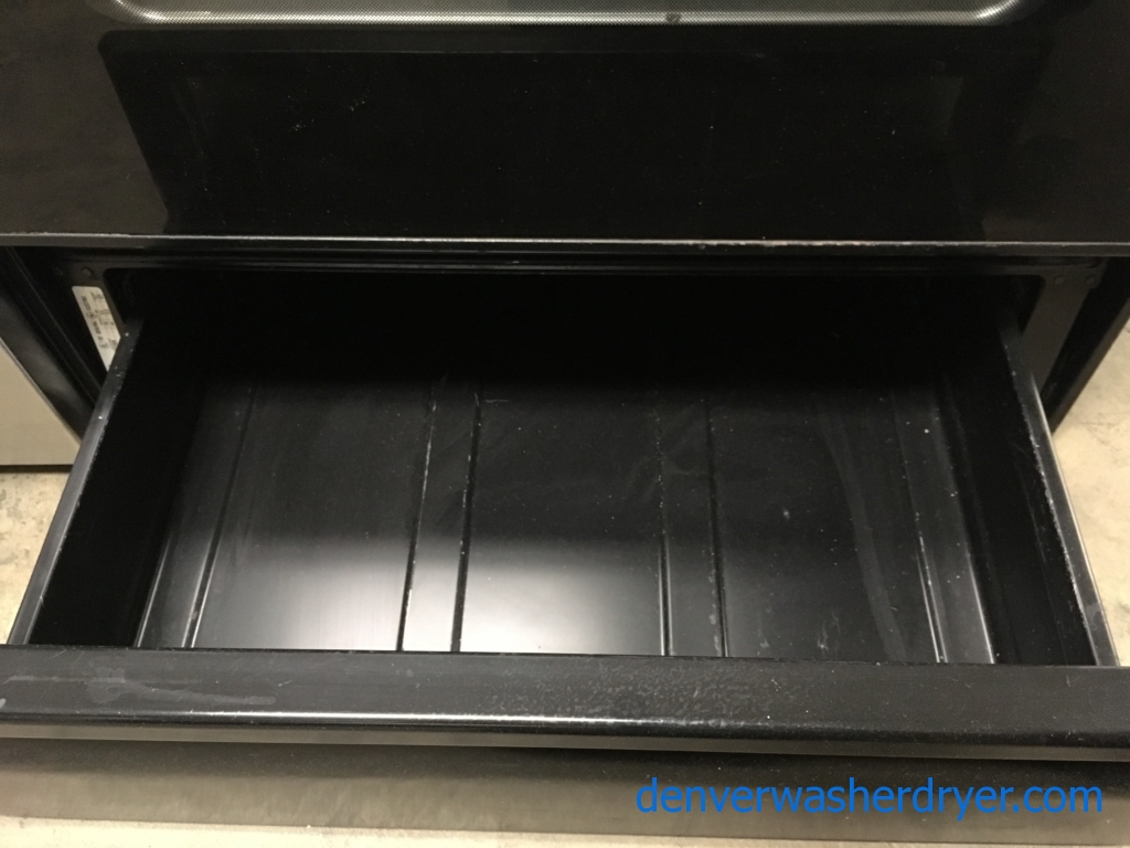 Glorious GE Range, Black, Electric, 30″, Self-Cleaning, 5-Burner, Fantastic Condition, 1-Year Warranty!