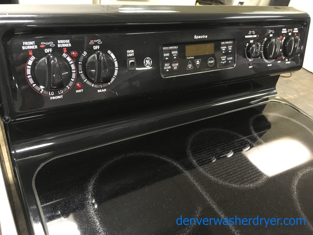 Glorious GE Range, Black, Electric, 30″, Self-Cleaning, 5-Burner, Fantastic Condition, 1-Year Warranty!