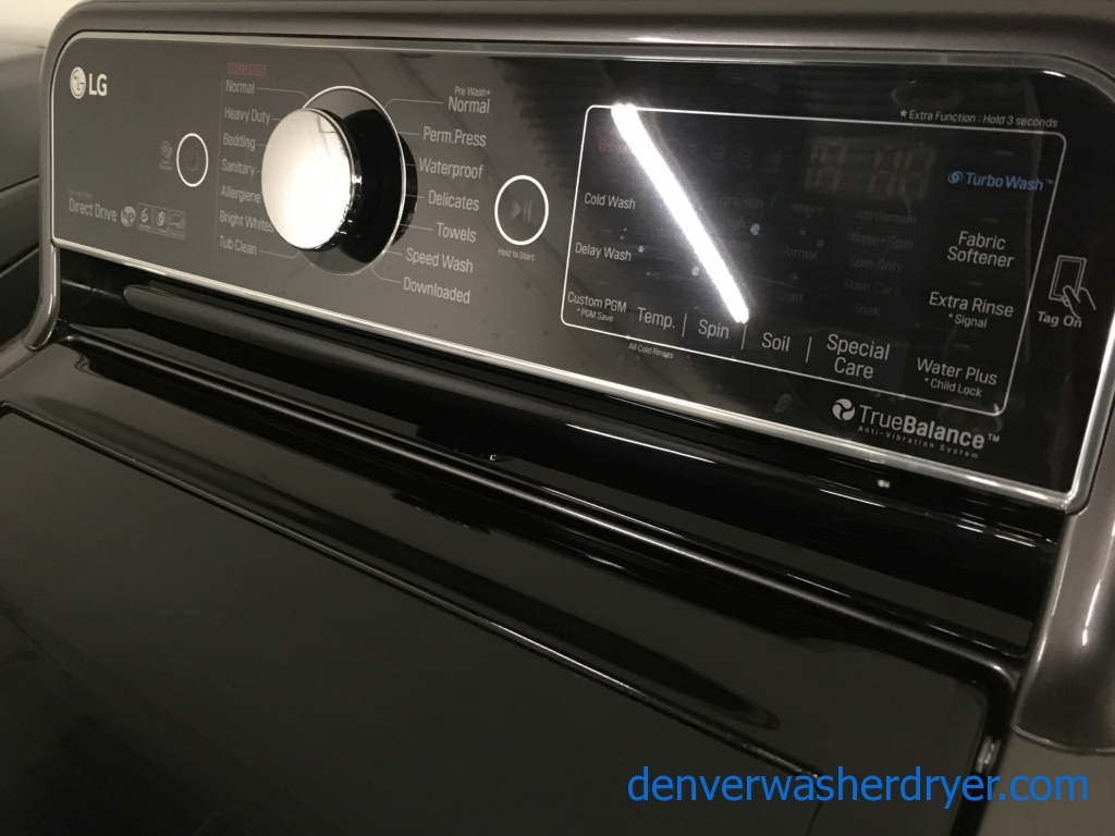 LG 5.2 Cu. Ft. Top-Load Washer in Black Stainless Steel, Steam/Sanitary, HE, ENERGY STAR, 1-Year Warranty