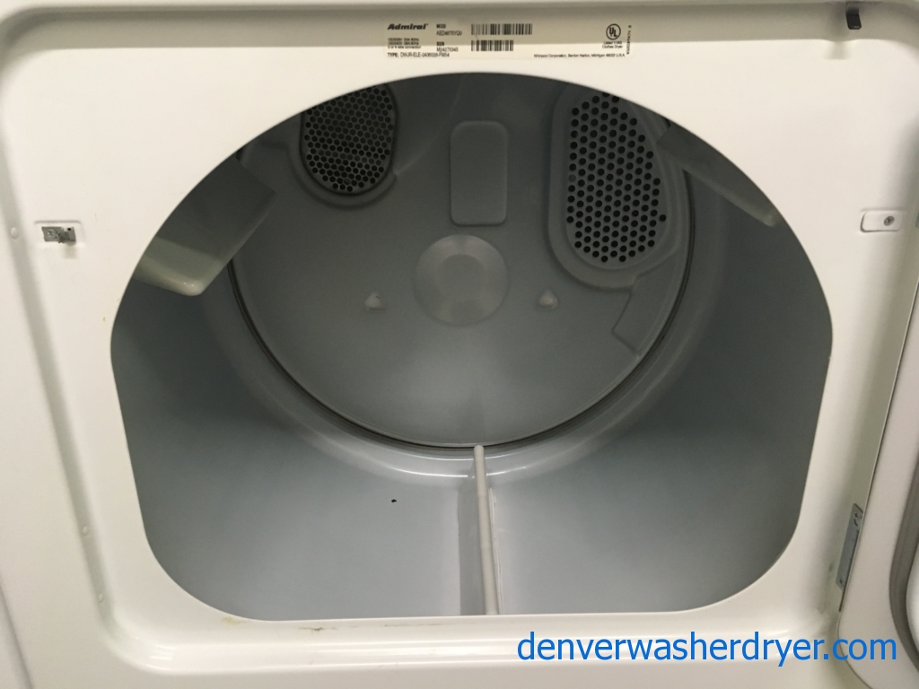 Full Sized Admiral (Maytag) Washer Dryer Set, Electric, Clean and Good Working, 1-Year Warranty
