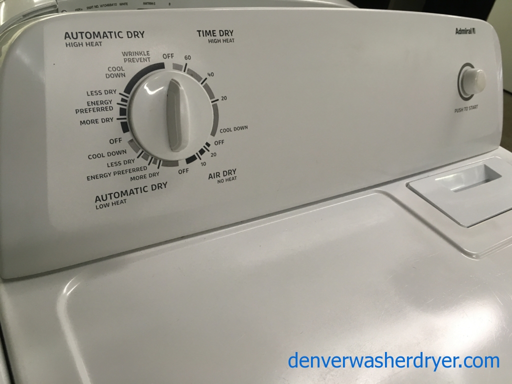 Large Images for Full Sized Admiral (Maytag) Washer Dryer Set, Electric