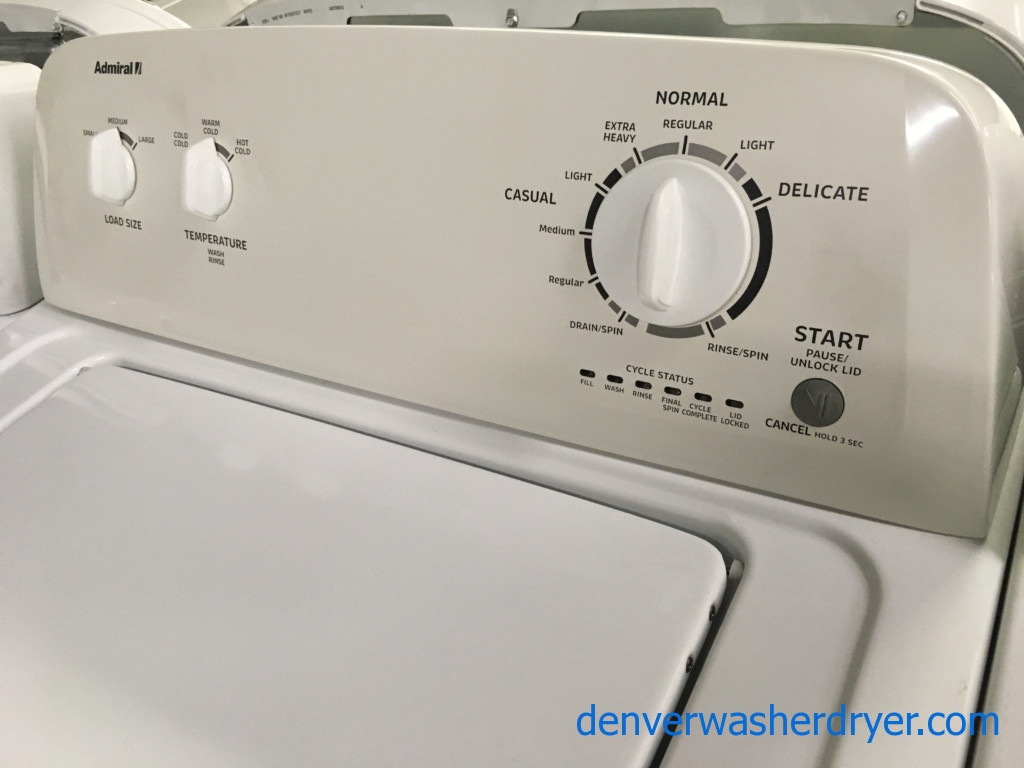 Large Images for Full Sized Admiral (Maytag) Washer Dryer Set, Electric