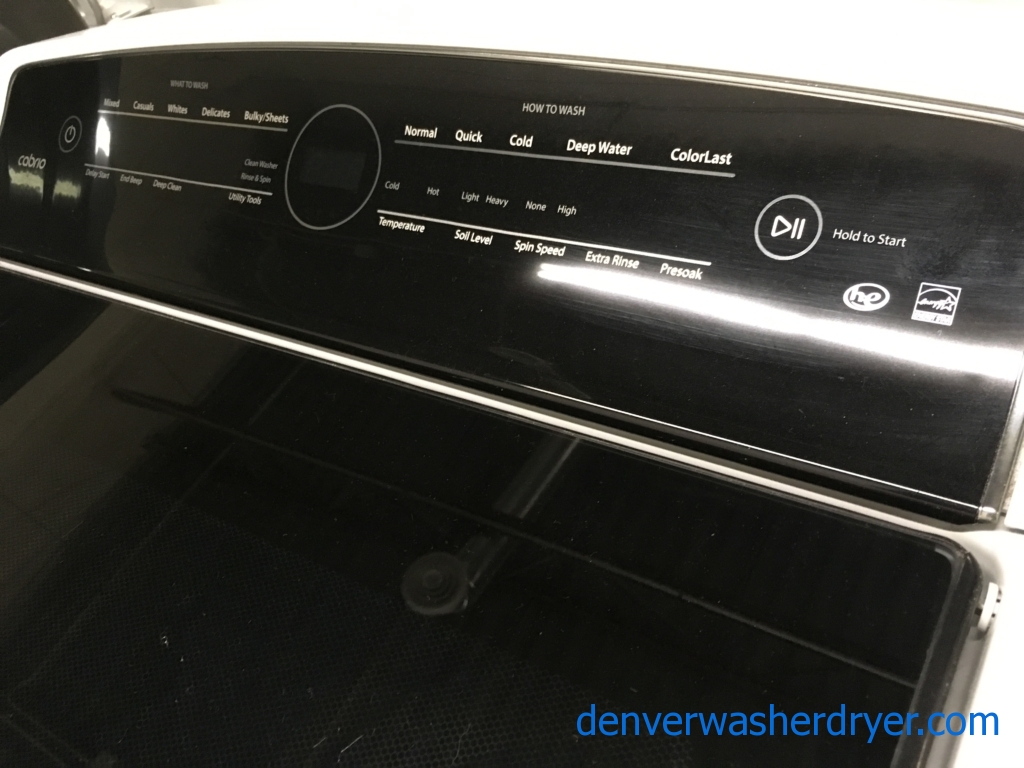 Fancy Newer Model Whirlpool Washer Dryer Set, HE 5.3 Cu. Ft. Washer, Electric HE Dryer, 1-Year Warranty