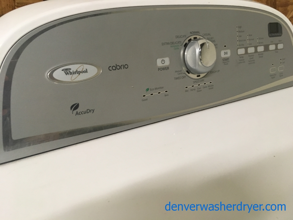 Whirlpool Electric Dryer, Slim 27″ Wide, AccuDry Sensor Drying, 1-Year Warranty