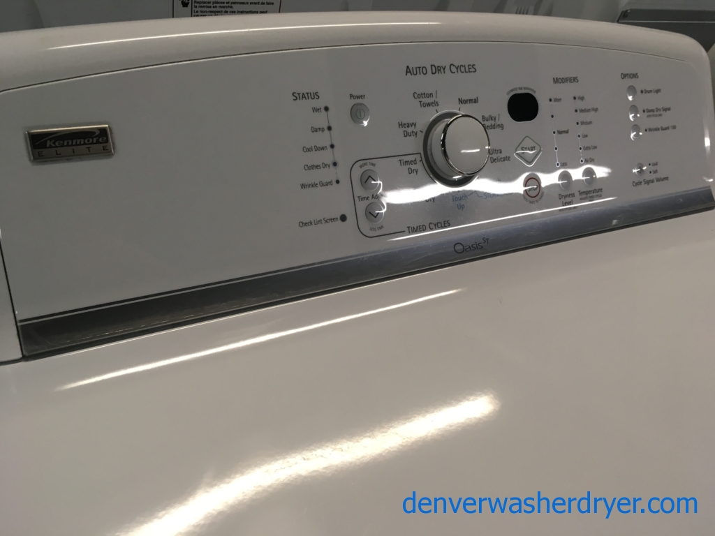 Quality Refurbished Kenmore Elite Oasis-Series HE Top-Load Direct-Drive Washer & Electric Dryer Set, 1-Year Warranty