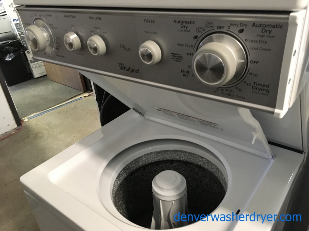 Near-New Whirlpool Unitized Washer/Dryer Combo, 24″ Wide, Electric, Direct-Drive, 1-Year Warranty!