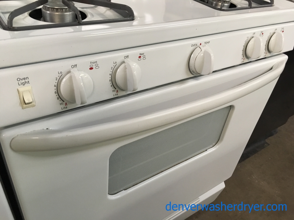 Used Freestanding 30″ GE *GAS* Range, 4-Burner Stove, Bake/Broil Oven, Clean and Working Great, 1-Year Warranty!
