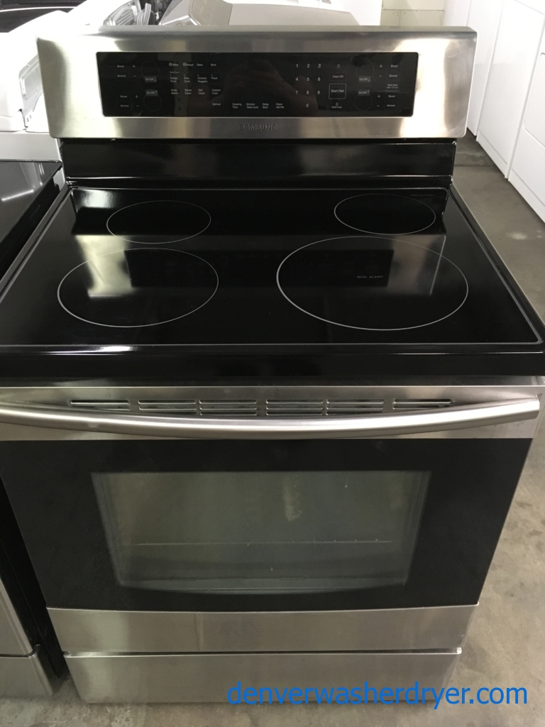 Brand-New Induction Range, Samsung, Glass-Top, Convection Oven, 30″ Freestanding,New Samsung Staniless Steel French Door Refrigerator, New Samsung Mircowave Stainless Steel, New Bosch Stainless Steel Dishwasher, 1-Year Warranty