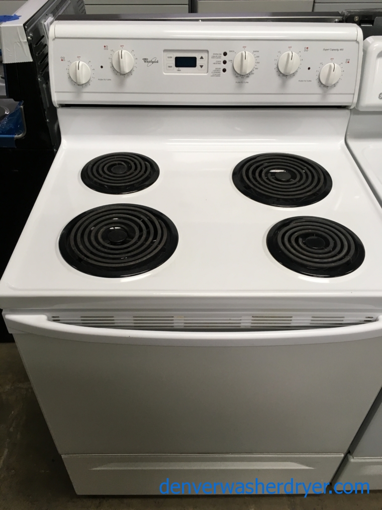 Whirlpool 30″ Free-Standing Electric Coil-Top Range, 1-Year Warranty