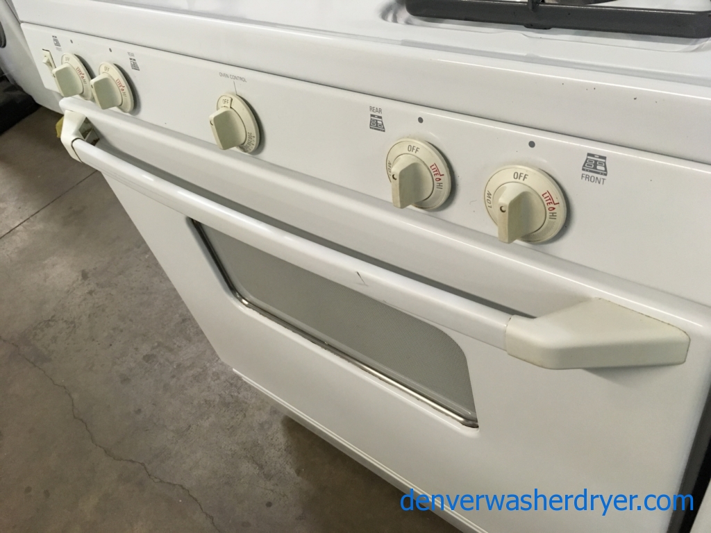 30″ Free-Standing GE *GAS* Range, White, 1-Year Warranty