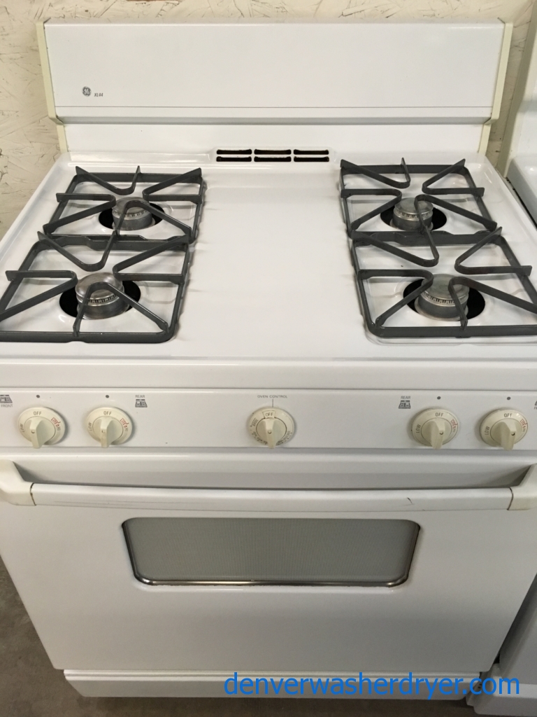 30″ Free-Standing GE *GAS* Range, White, 1-Year Warranty