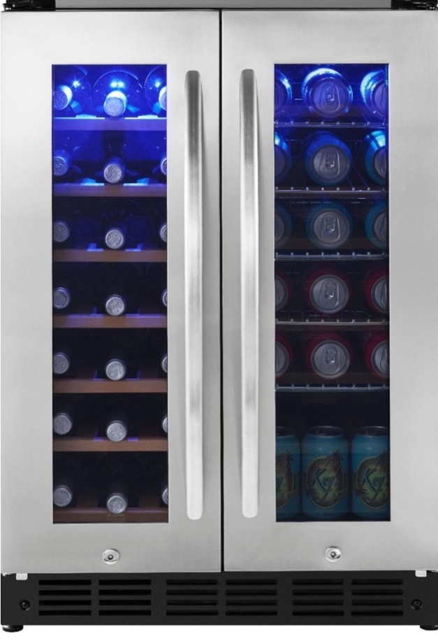 New Stainless Insignia 42 Bottle or 114 Can Built-in Dual Zone Wine & Beverage Cooler, 1-Year Warranty