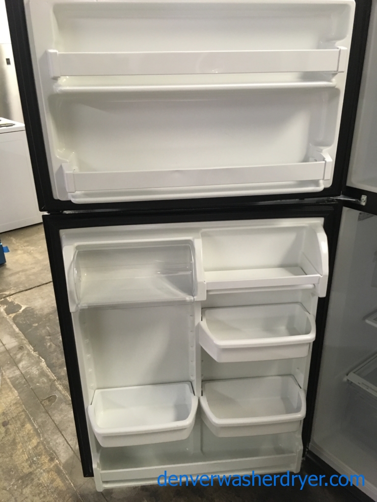 (21 Cu. Ft.) Black Refrigerator by Whirlpool, Top-Mount, Clean, Perfectly Working, 1-Year Warranty!