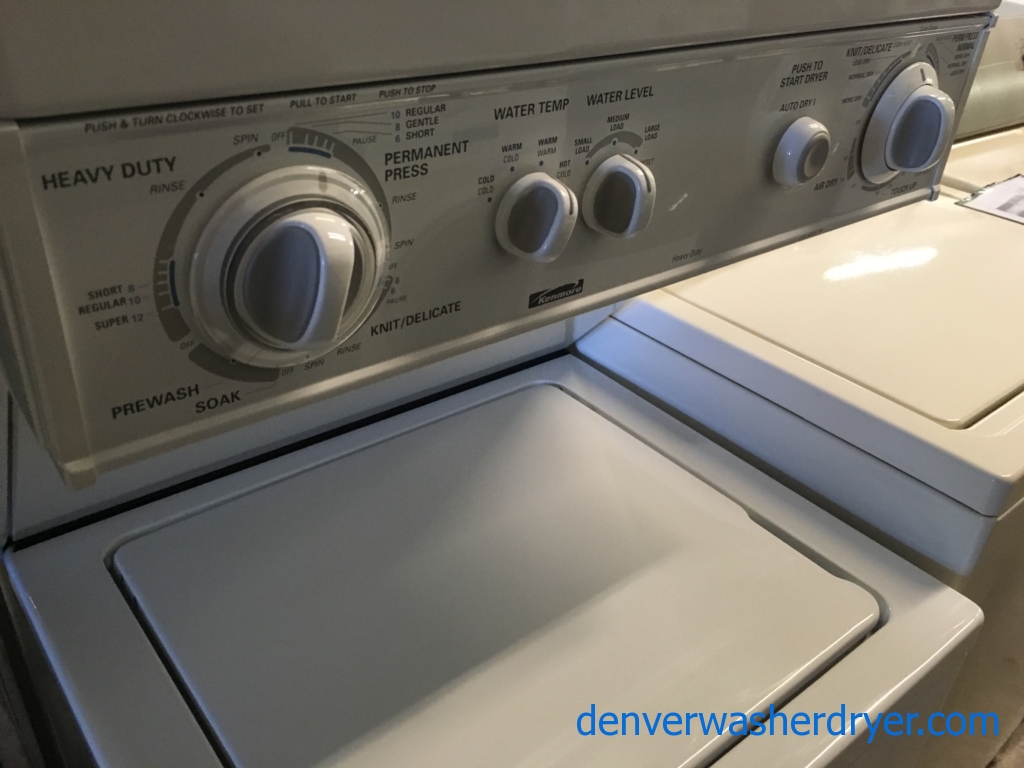 24″ Heavy-Duty Quality Refurbished Kenmore Unitized Laundry Center, 1-Year Warranty