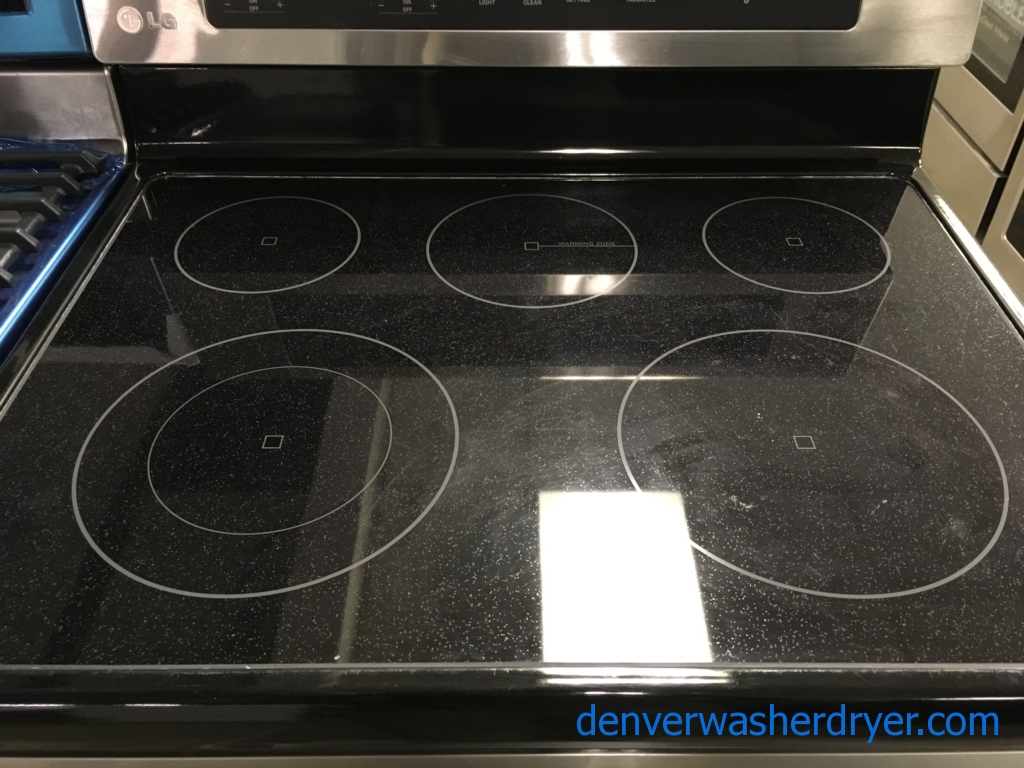 30″ Free-Standing LG Electric Glass-Top Range with Fan Convection, 1-Year Warranty