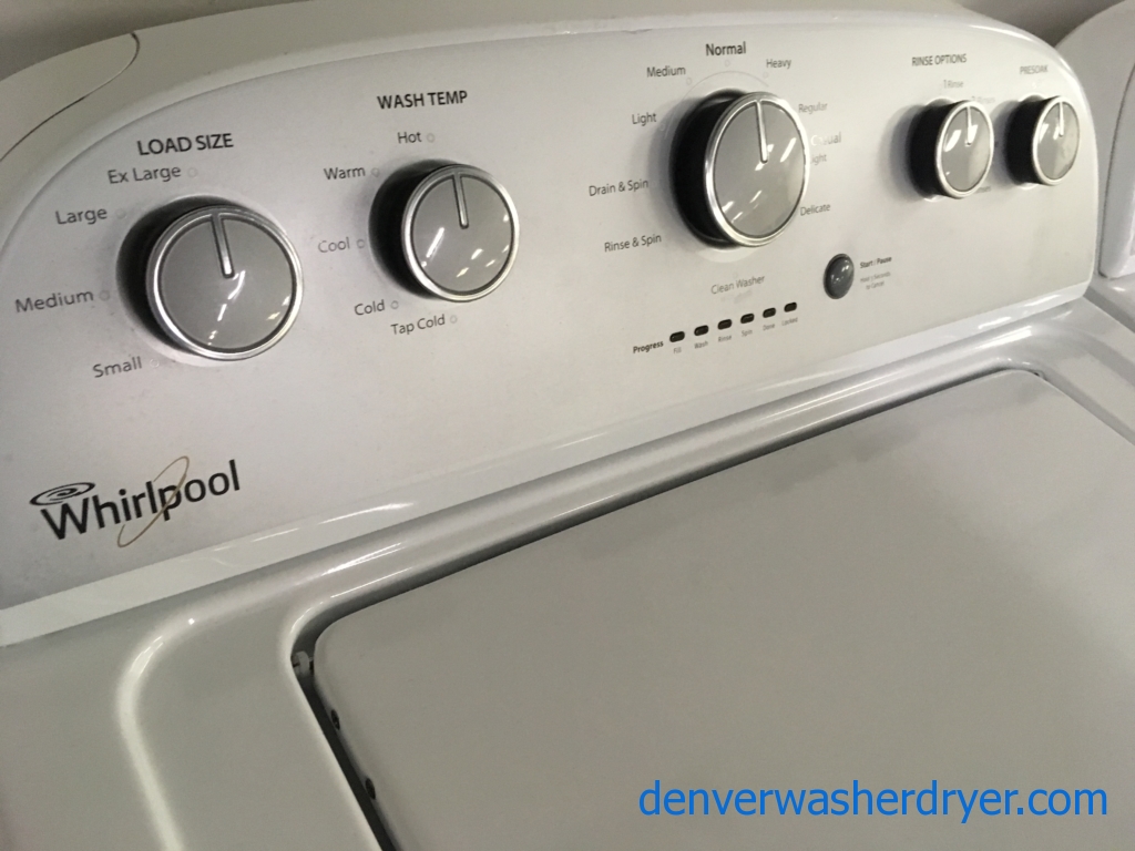 Quality Refurbished Whirlpool Top-Load Washer with Agitator & Load-Size Selector, 1-Year Warranty