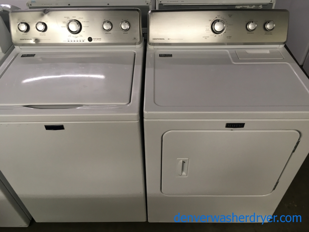 27″ HE Maytag Centennial Top-Load Washer & Electric Dryer, 1-Year Warranty