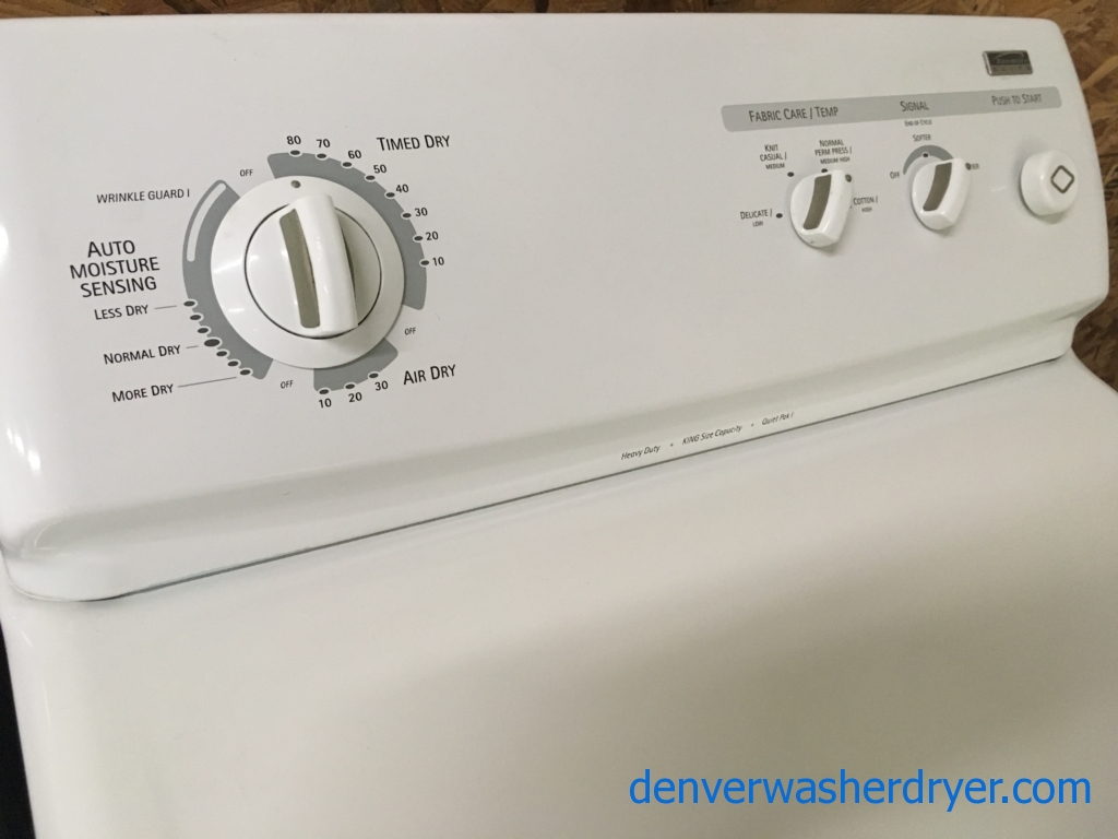 *GAS* Kenmore Elite Dryer, Slim 27″ Wide, KING Size Capacity, White, Quality Refurbished, 1-Year Warranty!