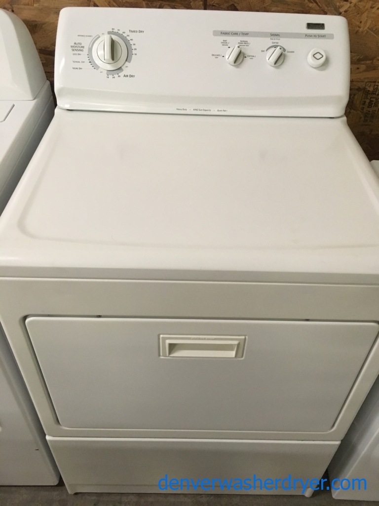 *GAS* Kenmore Elite Dryer, Slim 27″ Wide, KING Size Capacity, White, Quality Refurbished, 1-Year Warranty!