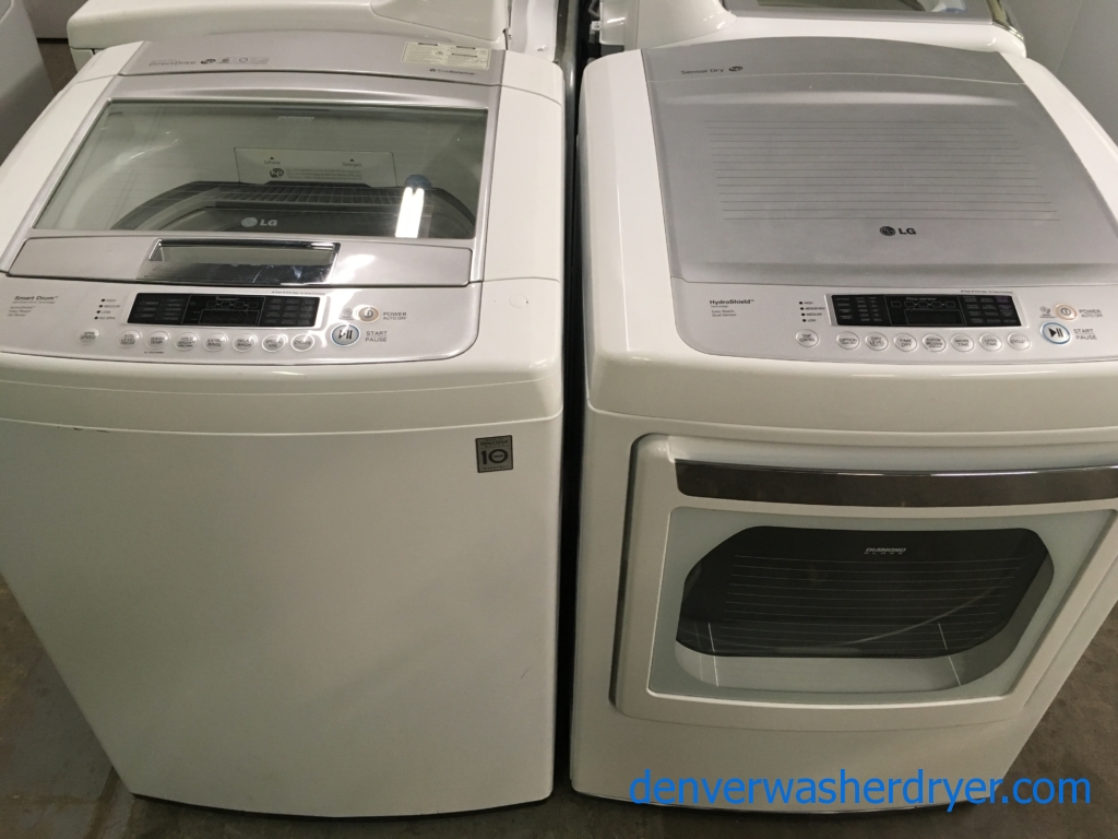 LG Top-Load Front-Control Washer Dryer Set, Electric, HE, Energy Star, Direct-Drive, 1-Year Warranty