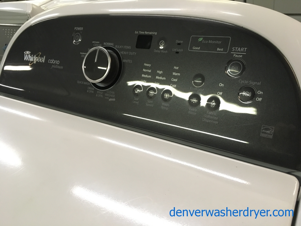 Perfect Whirlpool Cabrio Platinum Washer/Dryer Set, HE, Energy Star, Direct-Drive, 1-Year Warranty!