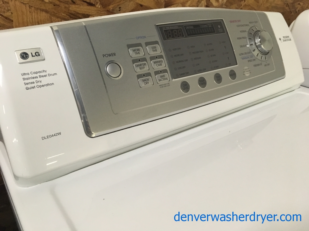 Great LG TROMM Dryer, HE, 220V, 27″, Quality Refurbished, 1-Year Warranty!