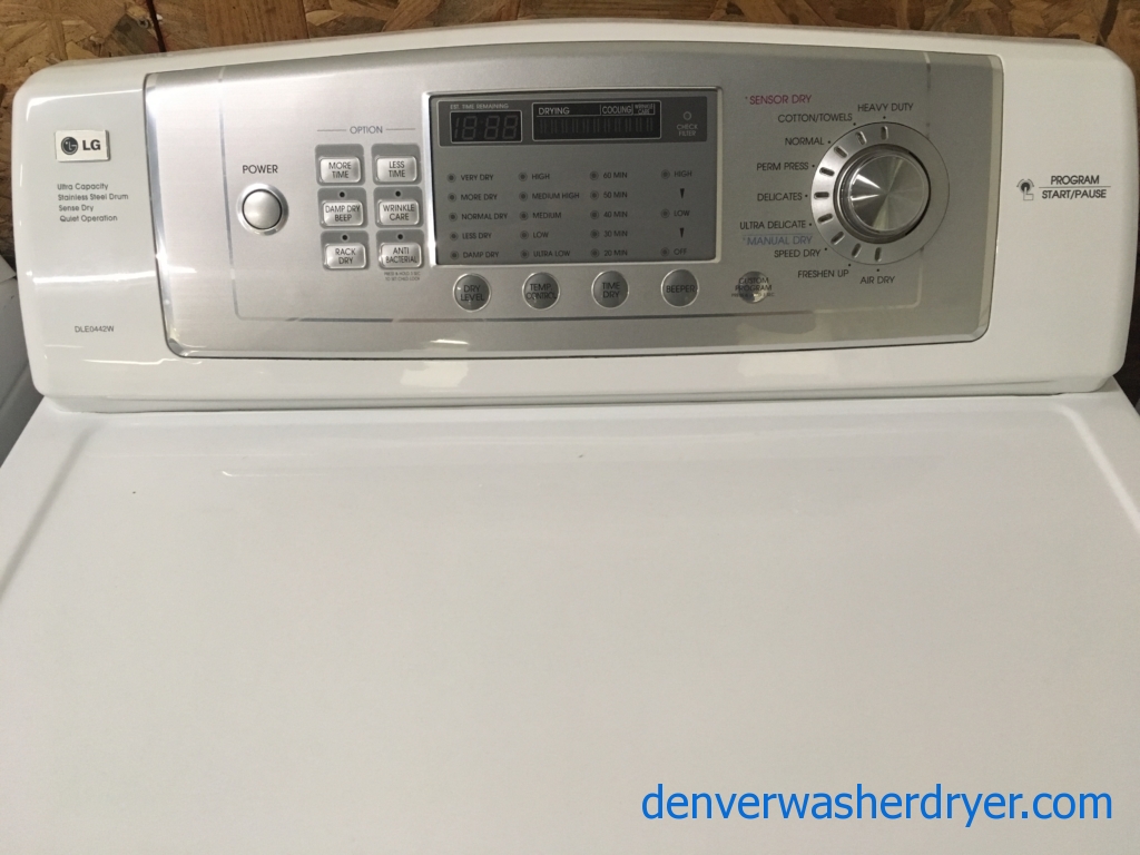 Great LG TROMM Dryer, HE, 220V, 27″, Quality Refurbished, 1-Year Warranty!