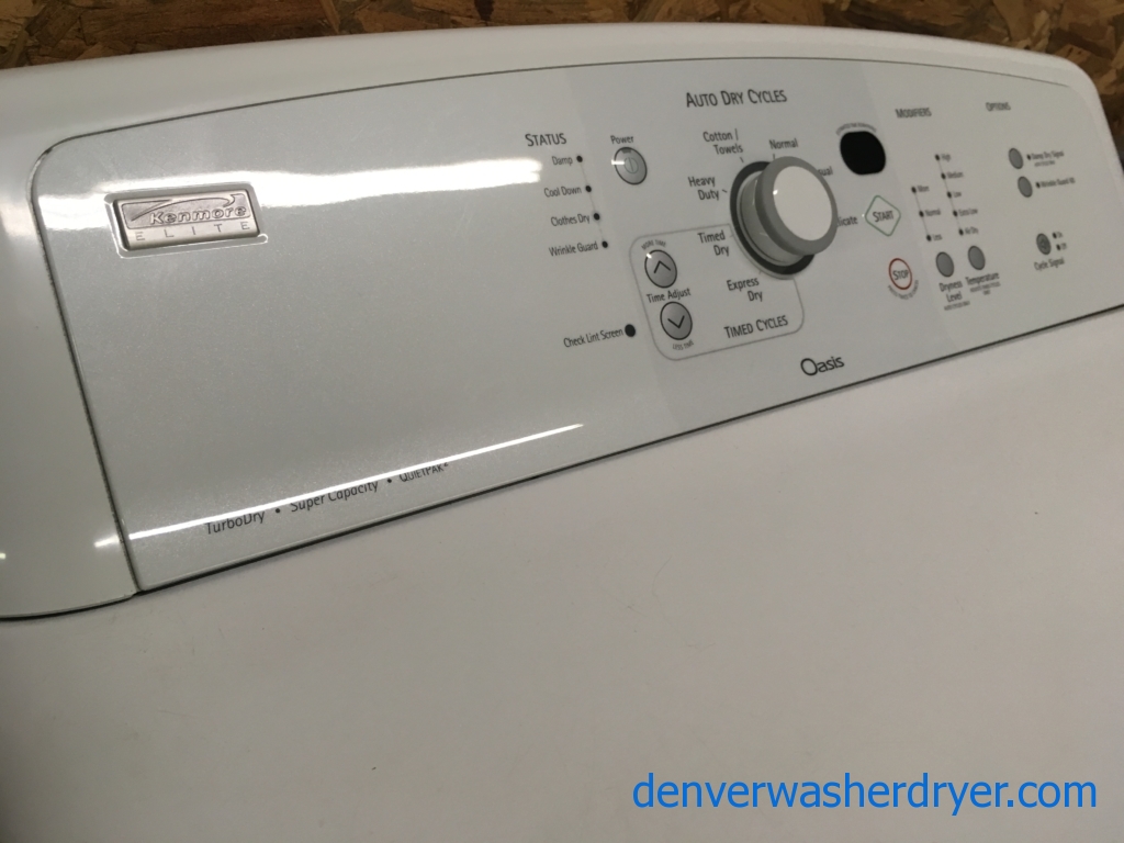 Kenmore ELITE Oasis Dryer, 29″, 220V, Wrinkle Guard, Super Capacity, Quality Refurbished, 1-Year Warranty!