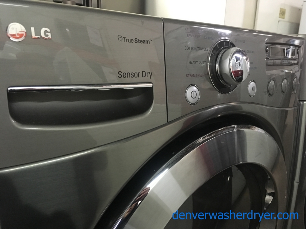 Lovely LG Front-Load Set, Graphite Steel, HE, GAS, Steam, Quality Refurbished, 1-Year Warranty!