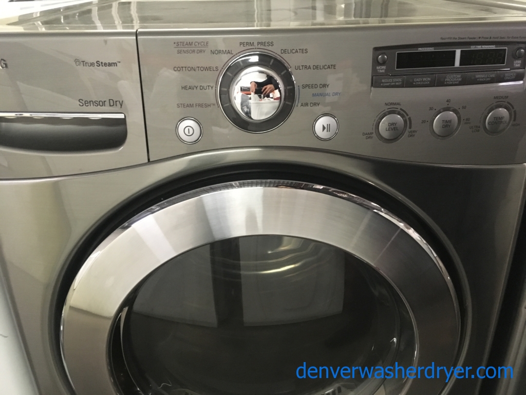 Lovely LG Front-Load Set, Graphite Steel, HE, GAS, Steam, Quality Refurbished, 1-Year Warranty!